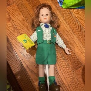 Vintage Avon Girl Scout Cookies Porcelain Doll  1995 13 1/2” Tall W/ STAND